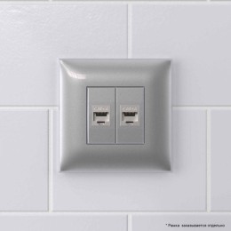 Розетка компьютерная 2-м СП Avanti "Закаленная сталь" RJ45 кат.6A без шторок экранир. механизм DKC 4