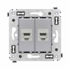 Розетка компьютерная 2-м СП Avanti "Закаленная сталь" RJ45 кат.6 без шторок экранир. механизм DKC 44