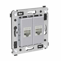 Розетка компьютерная 2-м СП Avanti "Закаленная сталь" RJ45 кат.6 без шторок экранир. механизм DKC 44