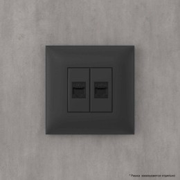 Розетка компьютерная 2-м СП Avanti "Черный матовый" RJ45 кат.6A без шторок механизм DKC 4412674