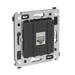 Розетка компьютерная 1-м СП Avanti "Черный матовый" RJ45 кат.5E без шторок экранир. механизм DKC 441