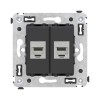 Розетка компьютерная 2-м СП Avanti "Черный матовый" RJ45 кат.5E без шторок экранир. механизм DKC 441