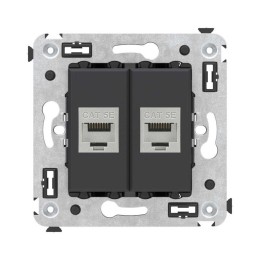 Розетка компьютерная 2-м СП Avanti "Черный матовый" RJ45 кат.5E без шторок экранир. механизм DKC 441