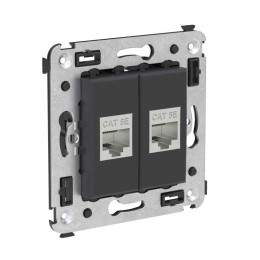 Розетка компьютерная 2-м СП Avanti "Черный матовый" RJ45 кат.5E без шторок экранир. механизм DKC 441