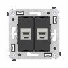 Розетка компьютерная 2-м СП Avanti "Черный матовый" RJ45 кат.6A без шторок экранир. механизм DKC 441
