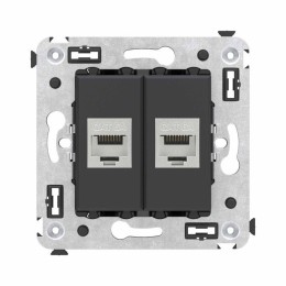 Розетка компьютерная 2-м СП Avanti "Черный матовый" RJ45 кат.6A без шторок экранир. механизм DKC 441