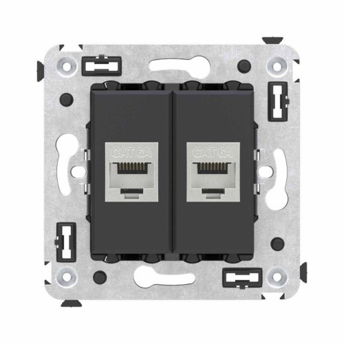 Розетка компьютерная 2-м СП Avanti "Черный матовый" RJ45 кат.6A без шторок экранир. механизм DKC 441