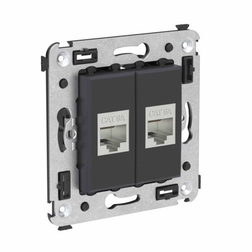 Розетка компьютерная 2-м СП Avanti "Черный матовый" RJ45 кат.6A без шторок экранир. механизм DKC 441