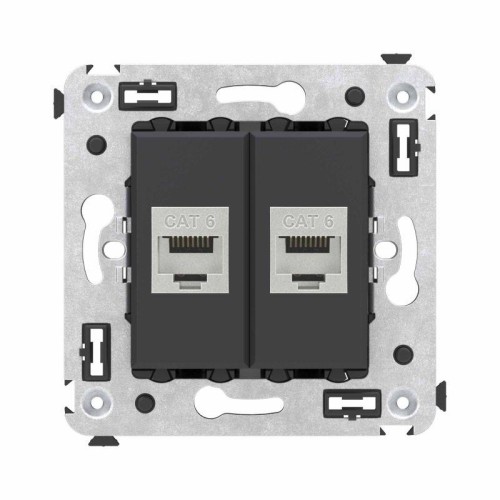 Розетка компьютерная 2-м СП Avanti "Черный матовый" RJ45 кат.6 без шторок экранир. механизм DKC 4412