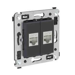 Розетка компьютерная 2-м СП Avanti "Черный матовый" RJ45 кат.6 без шторок экранир. механизм DKC 4412