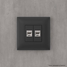 Розетка компьютерная 2-м СП Avanti "Черный матовый" RJ45 кат.6 без шторок экранир. механизм DKC 4412