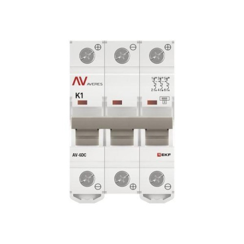 Выключатель автоматический модульный 3п K 1А 6кА AV-6 DC AVERES EKF mcb6-DC-3-01K-av
