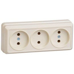 Розетка 3-м ОП Октава 10А IP20 без заземл. крем. IEK ERO30-K33-10-DC