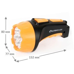 Фонарь аккумуляторный LED3807 7LED 2 режима аккум. SLA 220В пластик. черн./желт. (кор.) Ultraflash 9