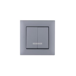Выключатель 2-клав. с подсветкой Karea RIZZ STAR сер. Makel 88065023