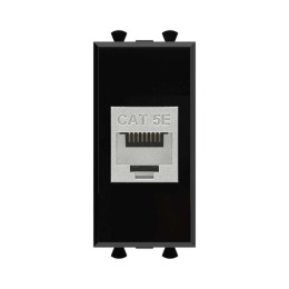 Розетка компьютерная 1мод. Avanti "Черный квадрат" RJ45 кат.5E без шторок экранир. модульная механиз