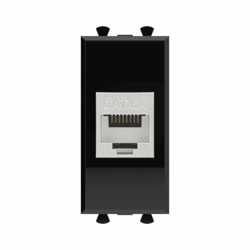 Розетка компьютерная 1мод. Avanti "Черный квадрат" RJ45 кат.6A без шторок экранир. модульная механиз