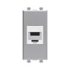 Розетка компьютерная 1мод. Avanti "Закаленная сталь" RJ45 кат.5E без шторок модульная механизм DKC 4