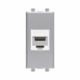 Розетка компьютерная 1мод. Avanti "Закаленная сталь" RJ45 кат.6 без шторок модульная механизм DKC 44