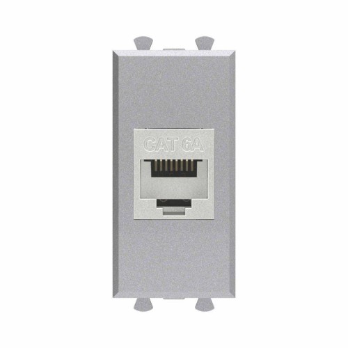 Розетка компьютерная 1мод. Avanti "Закаленная сталь" RJ45 кат.6A без шторок экранир. модульная механ