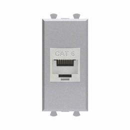 Розетка компьютерная 1мод. Avanti "Закаленная сталь" RJ45 кат.6 без шторок экранир. модульная механи