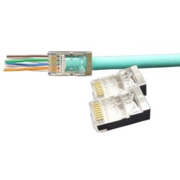 Разъем легкой оконцовки PLEZ-8P8C-U-C6-SH-100 RJ-45 (8P8C) под витую пару кат.6 (50 µ"/ 50 микродюйм