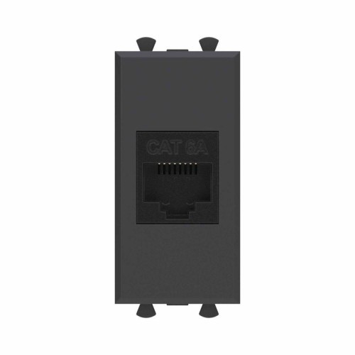 Розетка компьютерная 1мод. Avanti "Черный матовый" RJ45 кат.6A без шторок модульная механизм DKC 441