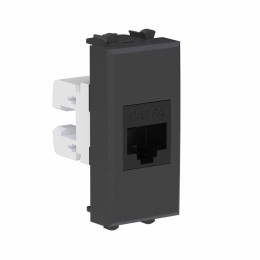 Розетка компьютерная 1мод. Avanti "Черный матовый" RJ45 кат.6A без шторок модульная механизм DKC 441