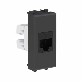 Розетка компьютерная 1мод. Avanti "Черный матовый" RJ45 кат.6 без шторок модульная механизм DKC 4412
