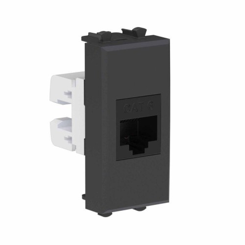 Розетка компьютерная 1мод. Avanti "Черный матовый" RJ45 кат.6 без шторок модульная механизм DKC 4412