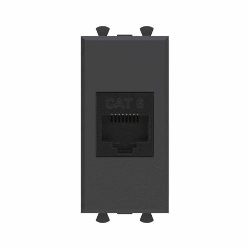 Розетка компьютерная 1мод. Avanti "Черный матовый" RJ45 кат.6 без шторок модульная механизм DKC 4412