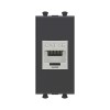 Розетка компьютерная 1мод. Avanti "Черный матовый" RJ45 кат.5E без шторок экранир. модульная механиз