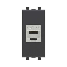 Розетка компьютерная 1мод. Avanti "Черный матовый" RJ45 кат.5E без шторок экранир. модульная механиз