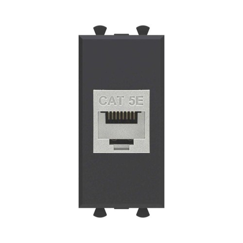 Розетка компьютерная 1мод. Avanti "Черный матовый" RJ45 кат.5E без шторок экранир. модульная механиз