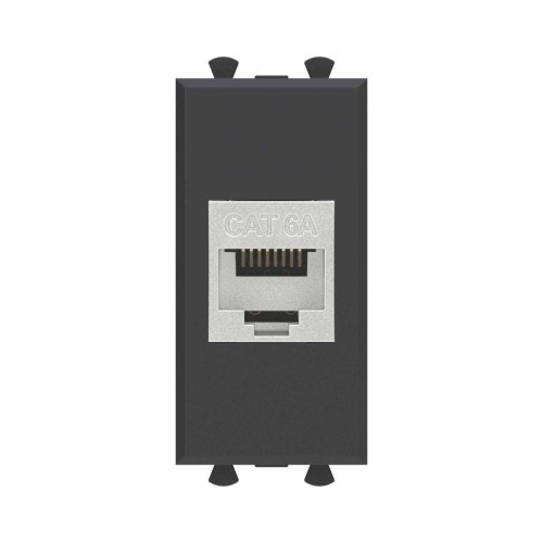 Розетка компьютерная 1мод. Avanti "Черный матовый" RJ45 кат.6A без шторок экранир. модульная механиз