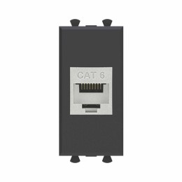 Розетка компьютерная 1мод. Avanti "Черный матовый" RJ45 кат.6 без шторок экранир. модульная механизм