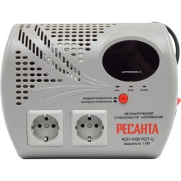 Стабилизатор напряжения АСН-1000 Н2/1-Ц 1ф 1кВт настен. с двумя розетками IP20 релейный Ресанта 63/6