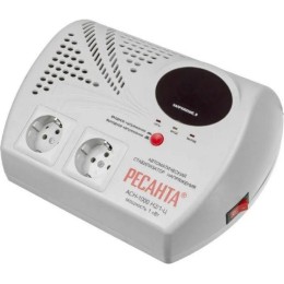 Стабилизатор напряжения АСН-1000 Н2/1-Ц 1ф 1кВт настен. с двумя розетками IP20 релейный Ресанта 63/6