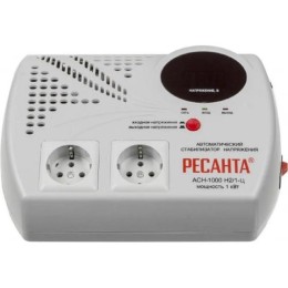 Стабилизатор напряжения АСН-1000 Н2/1-Ц 1ф 1кВт настен. с двумя розетками IP20 релейный Ресанта 63/6