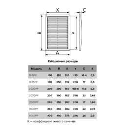 Решетка вентиляционная вытяжная 200х200 бел. ERA 2020РР