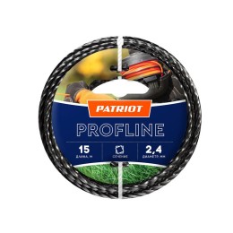 Леска Profline D2.4мм L15м (скрученный квадрат) 240-15-5 на пластиковой обойме черн. PATRIOT 8054022