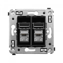 DKC Avanti Компьютерная розетка RJ-45 в стену, кат.6 двойная экранированная, "Черный квадрат"