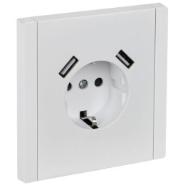 Розетка FORTE&PIANO 16А USB A+A 3.1А FP245 с заземл. защ.шторки винт. крепл. бел. IEK FP-R14-16-U21-
