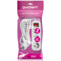 Удлинитель 3х5м с заземл. 16А IP20 90524 OPE-S-03-500-ЕSC-3х1 ОНЛАЙТ 90524