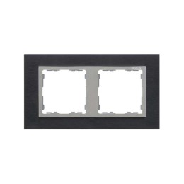 Рамка 2-м Simon82 Nature черн. сталь вставка алюм. Simon 82927-38