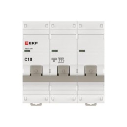 Выключатель автоматический модульный 3п C 10А 10кА ВА 47-100 PROxima EKF mcb47100-3-10C-pro