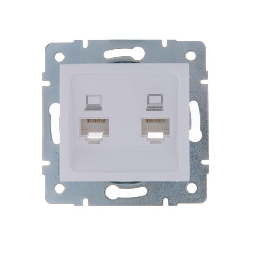 Розетка компьютерная 2-м СП Karina RJ45 механизм бел. LEZARD 707-0288-141
