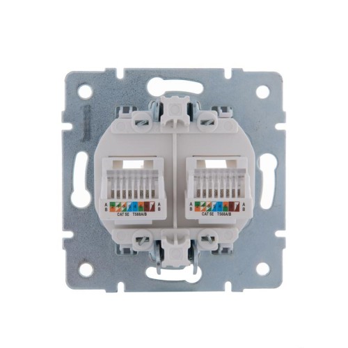 Розетка компьютерная 2-м СП Karina RJ45 механизм бел. LEZARD 707-0288-141