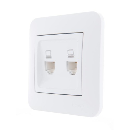 Розетка компьютерная 2-м СП Karina RJ45 механизм бел. LEZARD 707-0288-141