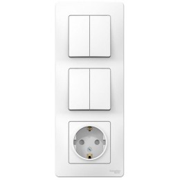 Блок СП Blanca (розетка с заземл. защ. шторки 16А 250В + 2-кл. выкл. + 2-кл. выкл.) бел. SE BLNBS102